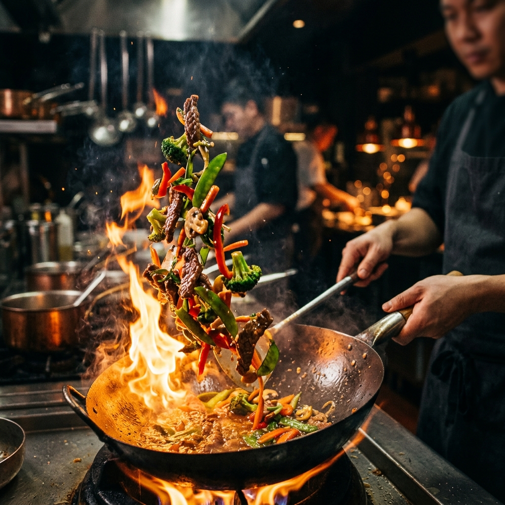 Sizzling wok stir-fry